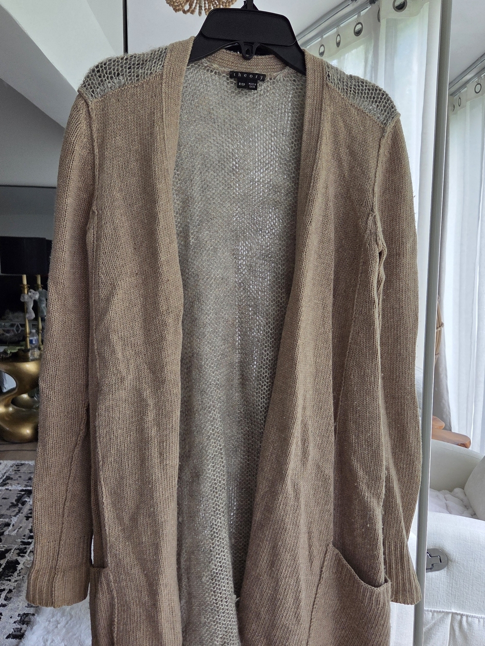 Theory Women's Open-Front Tan Cardigan Sweater